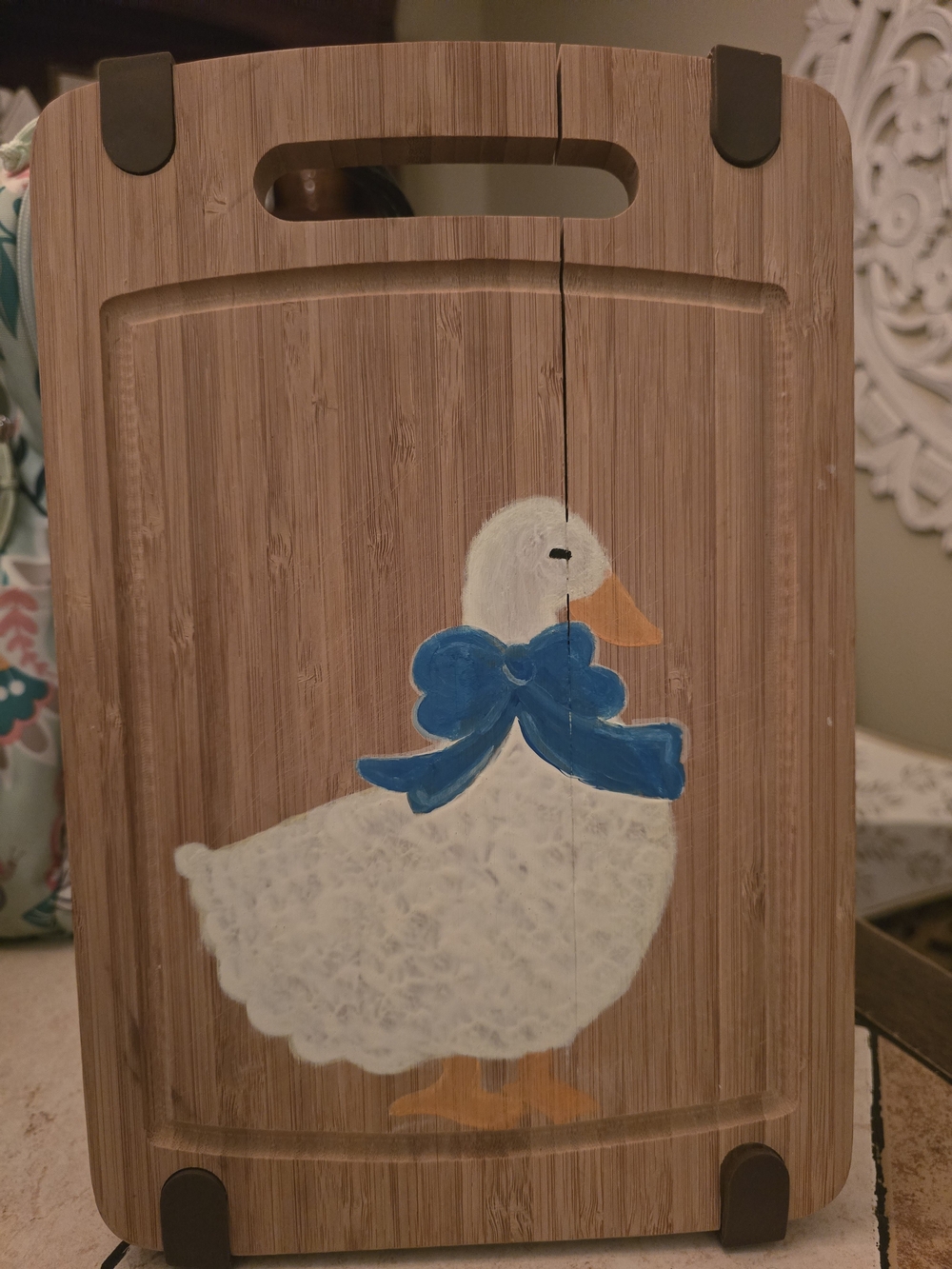 Hand Painted Country Goose Wood Wall Decor  Cottagecore Vintage